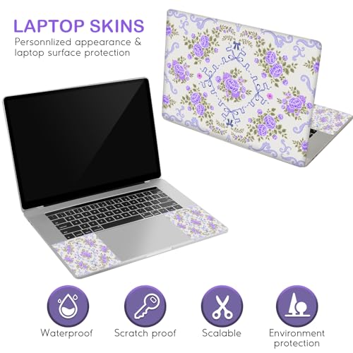 DINKY Laptop Skin Sticker Decal 15.6" 15.4" 12" 13" 13.3" 14" 15 inch Laptop Universal Vinyl Skin Stickers Cover Art Decal Notebook PC Personalized Protector, Purple Flower Bow - color: Purple Flower Bow
