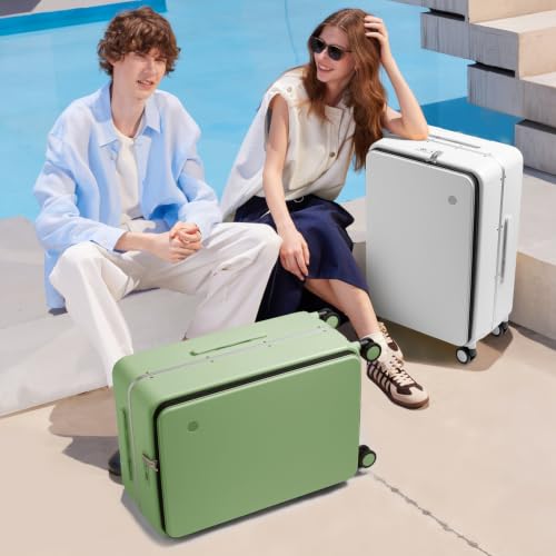 mixi 20 Inch Carry On Luggage 22x14x9 Airline Approved PC Hard Shell Suitcase Top Opening Aluminum Frame Travel Suitcases with Wheels, Avocado Green - color: Avocado Green, size: 20 Inch