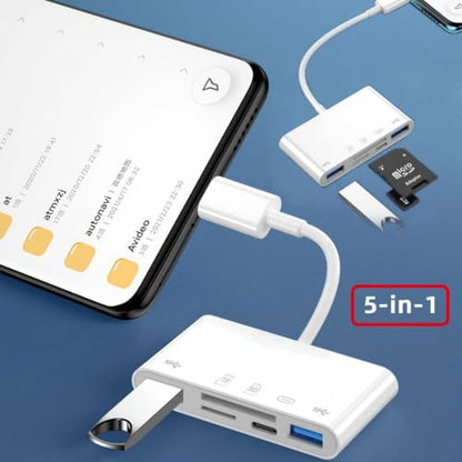 chenyang 5 in 1 USB C to 2 USB 3.0 TF Micro SD SDXC SDHC Card Reader Adapter 5Gbps Compatible with PD 27W for Laptop Tablet Phone - style: SD/TF 5-in-1