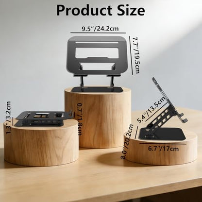 Adjustable Laptop Stand Computer Riser for Desk, Black | Stable Metal Base, Height & Angle Adjustment, Ergonomic & Foldable, Heat Dissipation Design, Wide Compatibility - color: Black
