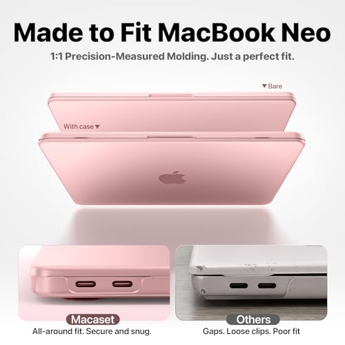 Macaset for MacBook Neo Case 13 inch 2026 (A18 Pro, Model A3404) - Blush | Scratch & Fingerprint Resistant | Precision 1:1 Fit | True-to-Original Color | Matte Hard Shell, Pink Cover - color: Blush Clear