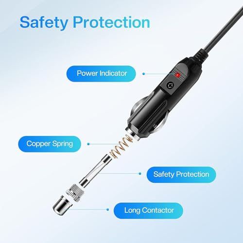 HUZUM 12V Car Charger Adapter for All Neck Back Massage Cushion Replacement Power Cord Cable Cigarette Lighter Compatible with Comfier/Snailax/Zyilion Neck Back Massage Cushion