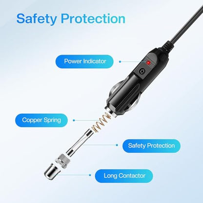 HUZUM 12V Car Charger Adapter for All Neck Back Massage Cushion Replacement Power Cord Cable Cigarette Lighter Compatible with Comfier/Snailax/Zyilion Neck Back Massage Cushion