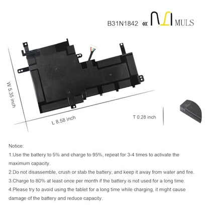 MULS B31N1842 Laptop Battery for Asus VivoBook 15 F513 M513 K513 S513 X513 | S15 S531F VivoBook S15 V5050E V5050EA S5500F S5500FL X513EA X531F X531FA K531F S531F S531FA V531F V531FA 0B200-03440000 42Wh