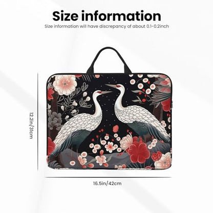 14 Inch Laptop Sleeve Case Waterproof Lightweight Laptop Case Bag Flying Birds Crane Heron Travel Laptop Bag With Handle Briefcase Messenger Bag For Women Men