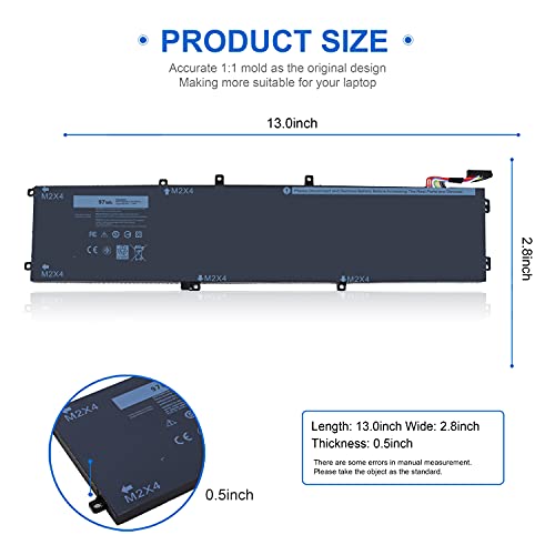 97WH 6GTPY Battery for Dell XPS 15 9560 9570 9550 7590 P56F P56F001 P56F002 Precision 5510 5520 5530 5540 M5520 M5510 Replacement,Vostro 7500 7590,GPM03 5XJ28 05XJ28 M2X4 5D91C 451-BBYB-TM 1P6KD 4GVGH - size: 6GTPY