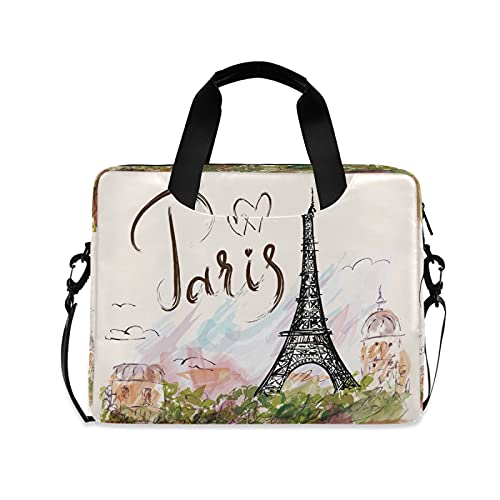 Eiffel Tower Paris Laptop Messenger Bag Case Sleeve Crossbody Briefcase for Men Women with Shoulder Strap Handle 13 14 15.6 inch - color: Multi04