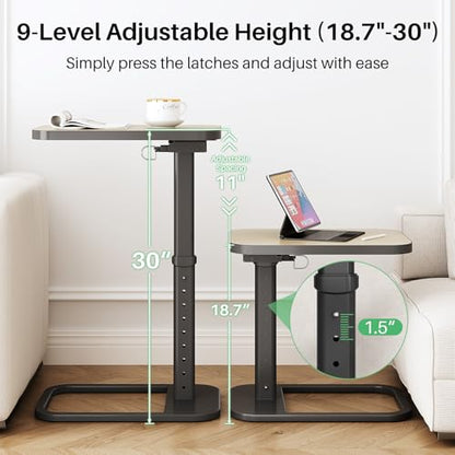 Kitstorack Upgraded TV Tray Table with Panel Lock, Adjustable Height & 90° Flip-Over Design, Sofa Arm End Side Table for Eating, Dinner, Snack, Laptop, Couch, Bed, Chair or Small Spaces, Gray - color: Driftwood Gray, style: Auto-locking