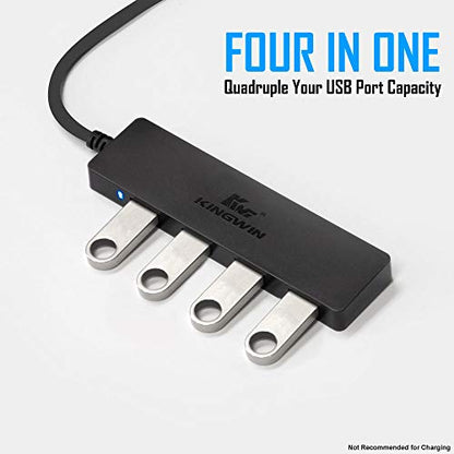 Kingwin USB Hub 4 Port USB 3.0 Data Hub for Mobile SSD, MacBook, Mac Pro/ Mini, iMac, Chromebook, Surface Pro, USB Flash Drives, Notebook PC, XPS, and More [Ultra Slim] - style: USB 3.0