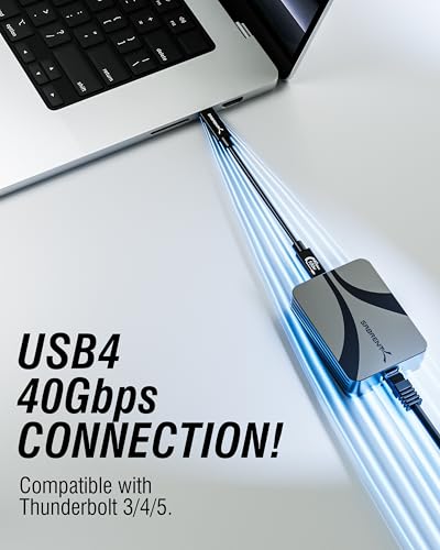 SABRENT Thunderbolt & USB4 to 10 Gigabit Ethernet Adapter (NT-P10G) | 10GbE USB-C for TB 3/4/5 & USB4 only (not standard USB); aluminum; WoL; 5G/2.5G/1G; 10gb ethernet adapter; multi-gig ethernet - color: Space Grey