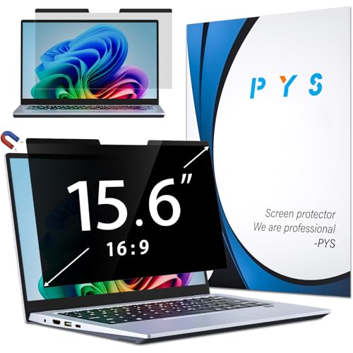 PYS Magnetic Laptop Privacy Screen Filter 15.6 Inch 16:9 - Detachable Computer Screen Privacy Shield, Anti-Glare Blue Light, Removable 15.6" Screen Protector for Lenovo, HP, Dell, Acer, ASUS - size: 15.6 Inch (16:9)
