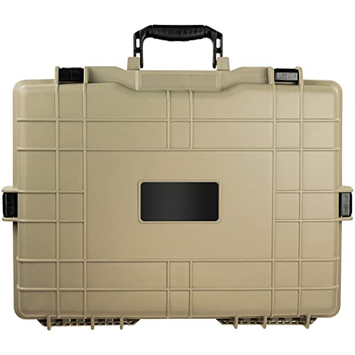 Eylar Large 22 inch Protective, Camera, Tools, Equipment Laptop Hard Case with Custom Logo Engraved Plate Waterproof, Customizable Pluck Foam for Laptops, Tablets, Electronics (Tan) - color: Tan