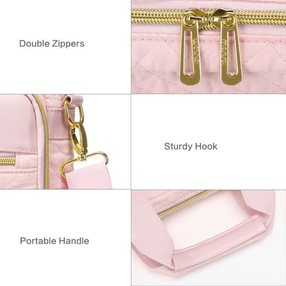 MOSISO 17-17.3 inch Laptop Bag, Laptop Briefcase Messenger | Compatible with Dell, HP, Lenovo, Asus, Acer, Square Quilted Computer Bag Work Office Business with 3 Pockets&Strap, Pink - color: Pink, size: 17.3 inch