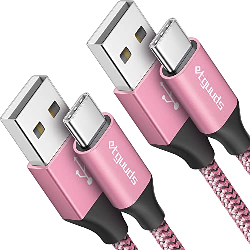 etguuds Pink Long USB A to USB C Cable 10ft, 2-Pack Fast Charging Type C Charger Cord for iPhone 17 16 15 Pro Max Plus Air 16e, Samsung Galaxy S25 S24 S23 S22 S21 S20 Note 20 A17 A16 A15 A26 A36 A56 - color: Pink