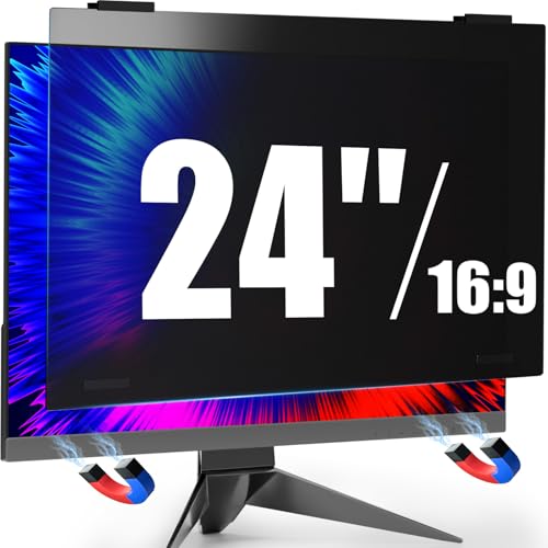 Magnetic 24 Inch Privacy Screen Hanging for Computer Monitor 16:9 Aspect Ratio,Anti Glare Blue Light Private Protector Eye Care,Removable Anti Spy Filter Shield for Digital Workplaces - size: 24'' Privacy Filter 16:9
