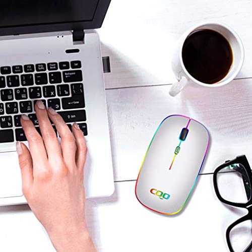 COO Wireless LED Dual Mode (Bluetooth 5.1 and 2.4G) Rechargeable Led Mouse with 3 Adjustable DPI for iPad OS 13, MacBook, Laptop, Mac OS 10.10 - color: Bluetooth+2.4G Wireless( Silver)