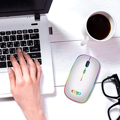 COO Wireless LED Dual Mode (Bluetooth 5.1 and 2.4G) Rechargeable Led Mouse with 3 Adjustable DPI for iPad OS 13, MacBook, Laptop, Mac OS 10.10 - color: Bluetooth+2.4G Wireless( Silver)