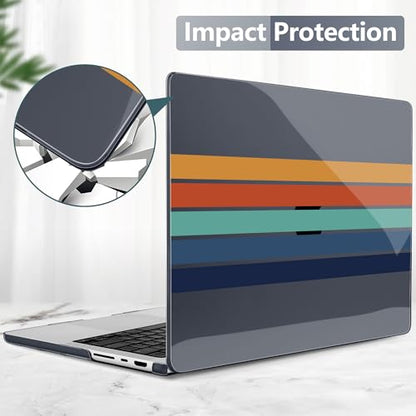Batianda Case for New MacBook Pro 16 inch 2026 M5 2024 2023 2021 Release with M4 M3 M2 M1 Pro/Max Chip,Slim Lightweight Protective Shell with Creative Pattern with Keyboard Cover Protector, Stripes - color: Black Stripes