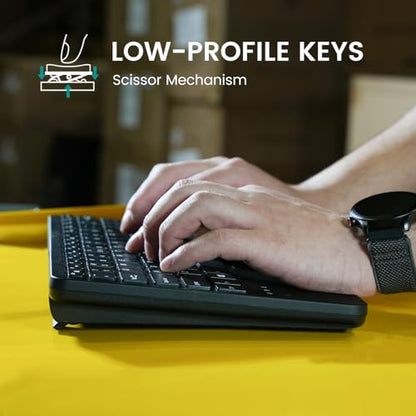 Perixx PERIBOARD-725 Wireless Keyboard with Touchpad - Multi-Device Connection with 2.4G and Bluetooth - Silent Scissor Keys - 11.18x7.17x1.1 Inches Dimension - US English - style: Wireless Multi-device