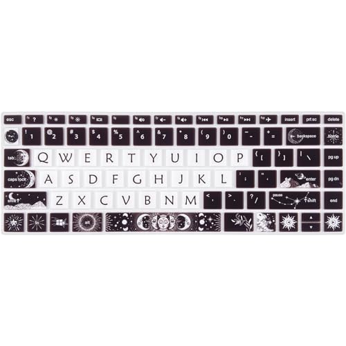 Cute Silicone Keyboard Cover for HP Pavilion x360 14 14-BA/BF/BW/CD/CF/DQ/DK/DH/DS/DF/FQ Series, 14-dk1013dx/dk1003dx/dk0002dx 14-dq1043cl 14-fq0013dx, Sun and Moon - color: Sun and Moon