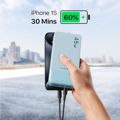 JUOVI Power Bank 45W 20000mAh Portable Charger USB C, PD QC Fast Charging 4-Port(2C+2A) External Battery Pack with LED Display, for iPhone 15 16 MacBook ipad | PD QC Fast Charging with 4 USB Ports(2C 2A), LED Display External Battery Pack for iPad Tablet