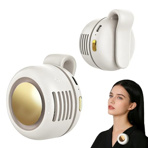 Portable Fan,2-in-1 Waist Clip On Bladeless, Ultra-Quiet Mini Personal Neck Fan 3 Speeds with 360°Adjustable Clip USB Rechargeable for Hiking,Office & Outdoor - color: White