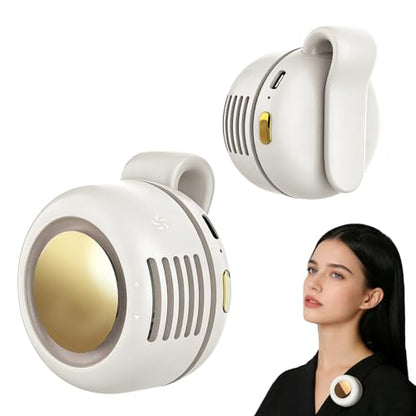 Portable Fan,2-in-1 Waist Clip On Bladeless, Ultra-Quiet Mini Personal Neck Fan 3 Speeds with 360°Adjustable Clip USB Rechargeable for Hiking,Office & Outdoor - color: White