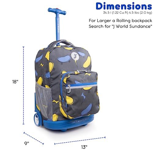 J World Sunrise Kids Rolling Backpack with Wheels for Girls Boys, Roller Bookbag for School, 18 x 13 x 9 Inches, Liteboard - color: Lightboard