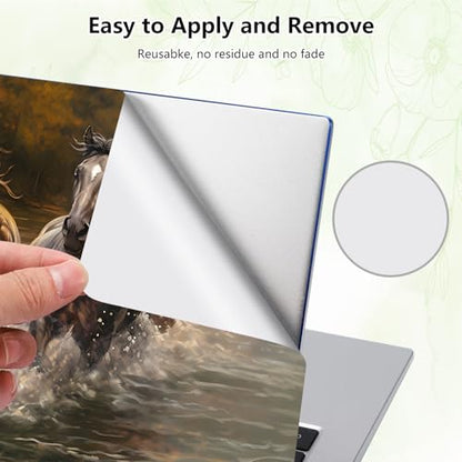 Laptop Skin Sticker Decal, Universal Reusable Vinyl Laptop Cover for 12" 13" 13.3" 14" 15" 15.4" 15.6" Notebook PC, Reusable Waterproof Scratch-Resistant with 2 Wrist Pads,Horses in River - color: Horses in River