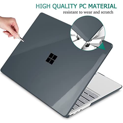 May Chen Compatible with Microsoft Surface Laptop Go 3 Go 2 Go 1 12.4 Inch Model 1943 2013 (2023 2022 2020 Release), Plastic Hard Shell Case with Screen Protector + Keyboard Cover, Crystal Black - color: Crystal Black