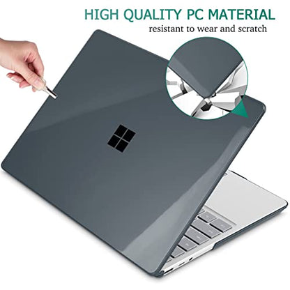 May Chen Compatible with Microsoft Surface Laptop Go 3 Go 2 Go 1 12.4 Inch Model 1943 2013 (2023 2022 2020 Release), Plastic Hard Shell Case with Screen Protector + Keyboard Cover, Crystal Black - color: Crystal Black