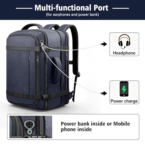 Travel Backpack with LifetimeWarranty,Expandable Carry on Backpack,Blue | 35-45L Cable Access Port,Fits 17.3"Laptop,Flight TSA friendly,Anti Theft Laptop Backpack Travel,Commuting - color: Blue, size: Standard（35L-45L）