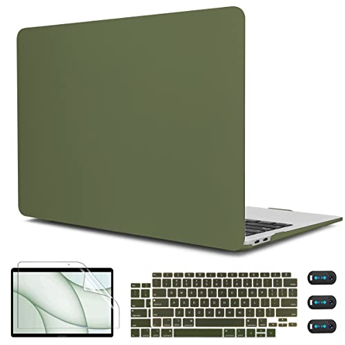 CISSOOK Compatible with MacBook Air 13 inch Case A2337 M1 A2179 A1932 Model 2021 2020 2019 2018 Release, Plastic Avocado Hard Shell Cover with Keyboard Cover for Air 13.3" with Touch ID, Avocado Green - color: Air13inch-Frosted Avocado Green