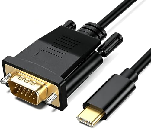 Herfair USB C to VGA Cable 3FT VGA to USB C Video Adapter Cord Plug & Play | 1080P Full HD Type-C Thunderbolt to 15Pin D-Sub Display Compatible with MacBook Pro/Air, iPad Pro, Phone, Laptop, More - size: 1M/3.3FT