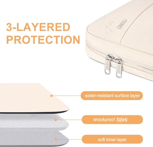 Ytonet Laptop Case 16 inch, 15-15.6 Inch Water Resistant Slim Laptop Sleeve | Compatible with MacBook, HP, Dell, Lenovo, Asus Notebook, Carry Travel Laptop Bag, TSA, Gift for Men Women, Beige - color: Beige, size: 16 inch
