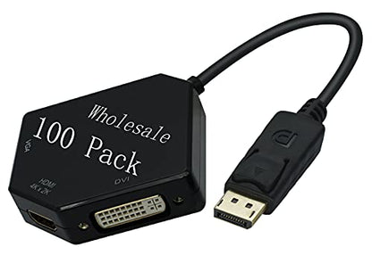DP to HDMI VGA DVI Adapter Displayport to HDMI 4K Adapter 3 in 1 Display Port to HDMI VGA DVI Converter Male to Female Gold-Plated (Diamond Shaped) (100 Pack Diamond Shaped) - color: 100 PACK Diamond Shaped