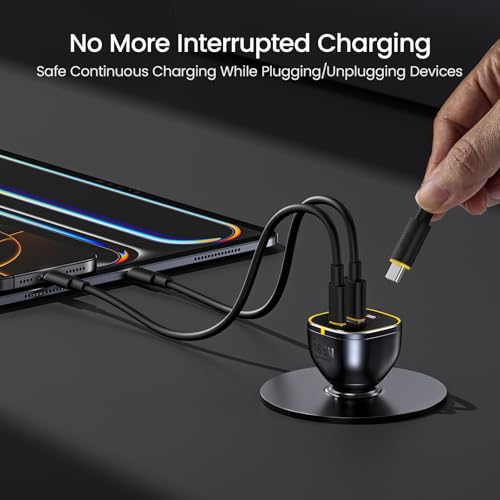 AOHI 165W Laptop Car Charger Adapter 140W PD 3.1/ 100W PD 3.0 USB C Super Fast Charging PPS 45W 3-Ports QC5.0 Car Lighter Charger for MacBook Pro, iPhone 16/15, Galaxy S24 Ultra, iPad, Black