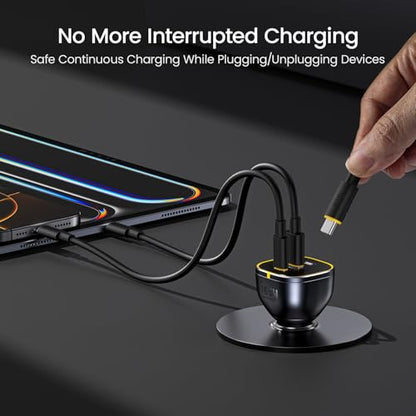 AOHI 165W Laptop Car Charger Adapter 140W PD 3.1/ 100W PD 3.0 USB C Super Fast Charging PPS 45W 3-Ports QC5.0 Car Lighter Charger for MacBook Pro, iPhone 16/15, Galaxy S24 Ultra, iPad, Black
