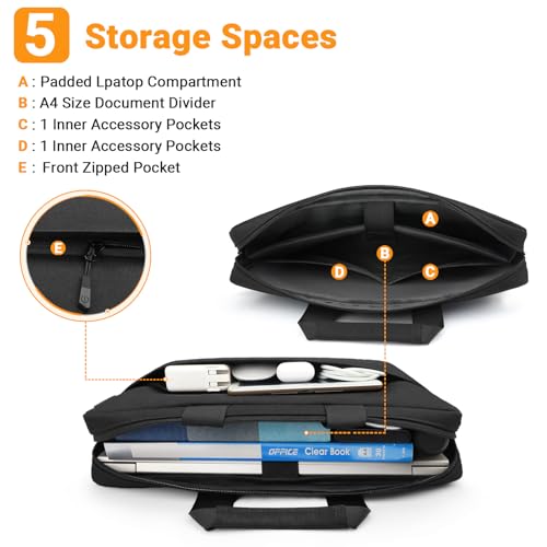 ZYB Waterproof Laptop Case 15 15.6 16 Inch Briefcase,Laptop Bag 15.6-16 Inch Sleeve with Shoulder Strap for 15.6-16 Inch Notebook Lenovo HP Acer ASUS DELL MacBook Pro 16 M5-M1 etc Messenger Bag-Black - size: 15 15.6 16 Inch