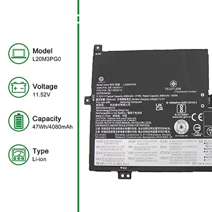 L20M3PG0 SB11B36311 5B11B36312 Laptop Battery Replacement for Lenovo IdeaPad Flex 3 Chrome 15IJL7 300e Chromebook 3rd Gen Series L20M3PG3 SB11B90371 L20D3PG0 L20C3PG0 L20L3PG0 11.52V 47Wh