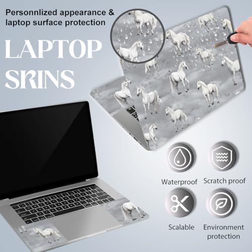 SUPERDANT 1set 12 13 13.3 14 15 and 15.6 Laptops Skin Stickers Decals White Horse Art Laptop Protectors Cover Decals for Personalization Notebooks Waterproof Vinyl Stickers - style: Horse