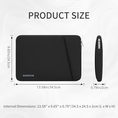 RAINYEAR Laptop Sleeve Case with Front Pocket, 13.3 Inch Protective Portable Case Briefcase Laptop Carrying Bag Cover Compatible with 13.3-14 Inch Laptop PC, 14 Inch MacBook Pro M5 M4 M3 M2 M1, Black - color: Black, size: 13.3-14 inch