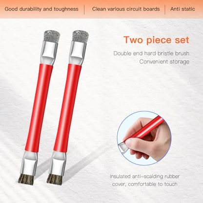 ESD Safe Anti-Static IC Cleaning Brush Tool -2Pcs Double Head Motherboard Hard Brush for IC Glue Removal,PCB Cleaning, Circuit Board Maintenance,Mobile Phone Repair - Red - color: red