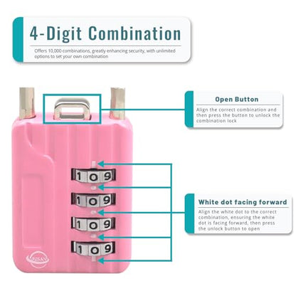 4 Digit Cable Combination Locks 4.7 inches Cable for School Gym Locker,Helmet,Filing Cabinets,Toolbox,Luggage Suitcase,knapsack,Cable 3mm Diameter,Pink - size: 12cm(4.7in)Cable Pink