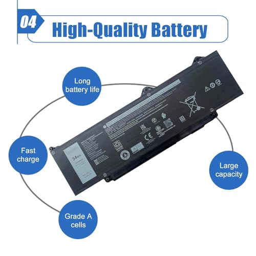 54Wh DR02P R73TC Laptop Battery Compatible with Dell Latitude 5550 5540 5450 5440 Precision 3590 3580 3480 3490 Series 2X1V9 02X1V9 803W6 0803W6 11.4V 4623mAh - size: 10.37*3.38*0.18 inch DR02P