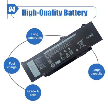 54Wh DR02P R73TC Laptop Battery Compatible with Dell Latitude 5550 5540 5450 5440 Precision 3590 3580 3480 3490 Series 2X1V9 02X1V9 803W6 0803W6 11.4V 4623mAh - size: 10.37*3.38*0.18 inch DR02P