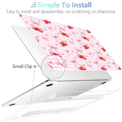 MEEgoodo Case for M5/M4/M3/M2 MacBook Air 13 inch Case 2026 2025 2024 2022, Fit Model A3449/A3240/A3113/A2681, Laptop Hard Shell Compatible with MacBook Air 13.6-inch, Cherry Bow Pattern - color: Cherry Bow Pattern