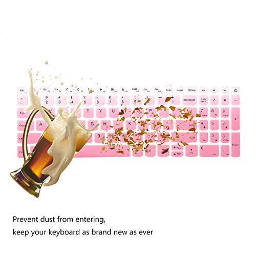 2 Pack Keyboard Cover for Lenovo IdeaPad 3 15.6'' 17.3'', Yoga C740 C940 15.6, IdeaPad L340 S340 320 330 330s 520 720s 130 S145 15.6, IdeaPad 320 330 17.3/ThinkBook 15 Keyboard Skin - color: OmbrePink+Clear