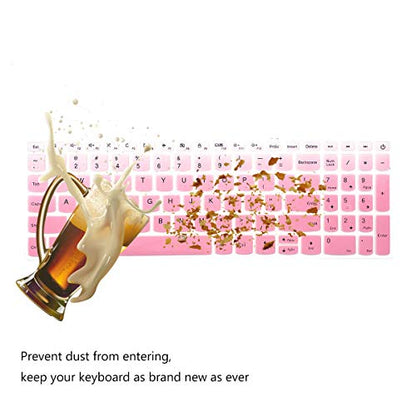 2 Pack Keyboard Cover for Lenovo IdeaPad 3 15.6'' 17.3'', Yoga C740 C940 15.6, IdeaPad L340 S340 320 330 330s 520 720s 130 S145 15.6, IdeaPad 320 330 17.3/ThinkBook 15 Keyboard Skin - color: OmbrePink+Clear