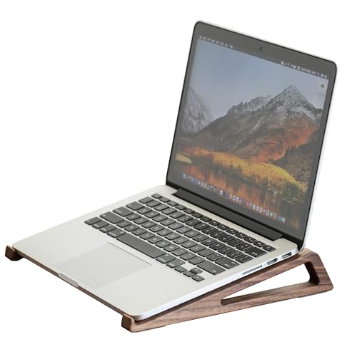 muso wood Laptop Stand for Desk, Walnut Laptop Riser, Ergonomic Wooden Laptop Ventilated Stand with 10 to 17.3 Inches Notebook PC Computer - Walnut